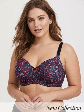 TORRID SZ 44C Colorful Leopard Print Bra With Padded Cups & Adjustable Straps -
